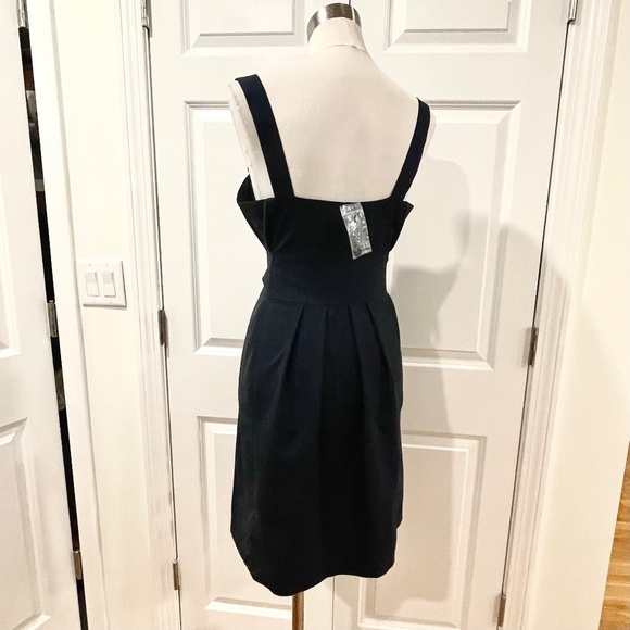 NWT Theory Navy button front fit and flare pleated dress  8 M - Picture 2 of 5